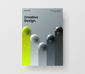 Fresh realistic balls company identity layout. Trendy booklet vector design illustration.