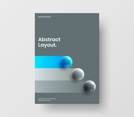 Creative leaflet A4 vector design template. Isolated realistic spheres pamphlet concept.