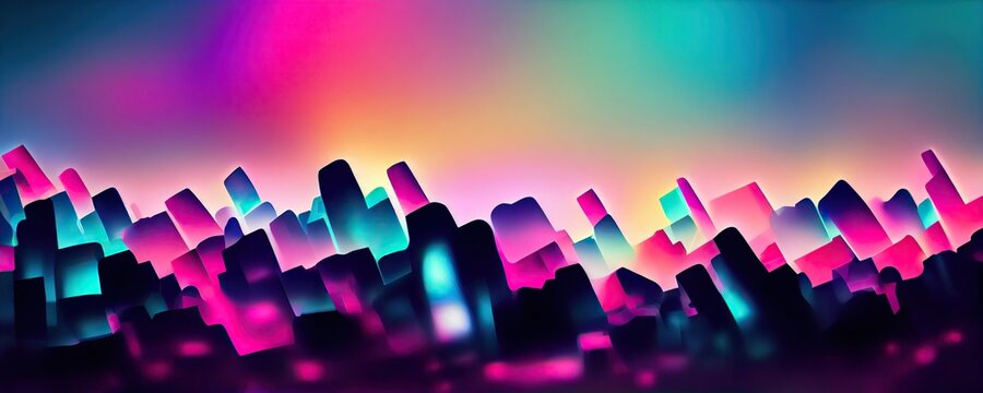 Abstract digital vaperwave retrowave pixels neon background banner (generative ai art)