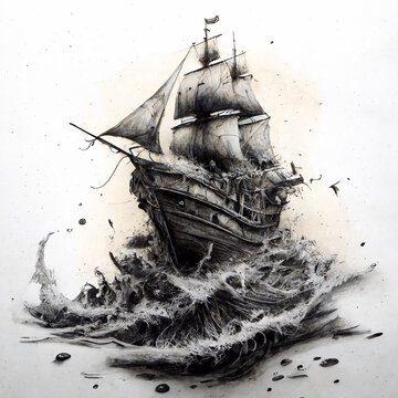 How to draw a pirate ship  Step by step Drawing tutorials