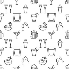 Seamless vector pattern of various beverages. Suitable for web sites, apps, covers, wrapping