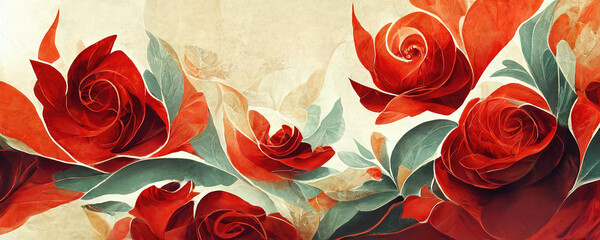 Beautiful abstract red flower wallpaper (Generative AI)