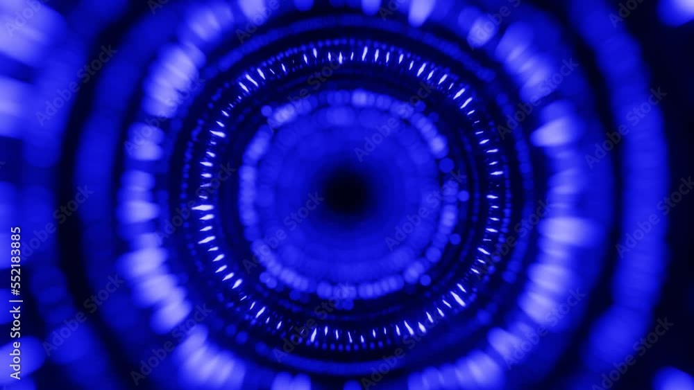 Poster concentric structures. fly through technology cyberspace with neon glow. sci-fi flight through hi-te