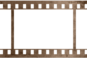 Clean and simple retro style 35mm film negative. PNG illustration with transparent background.
