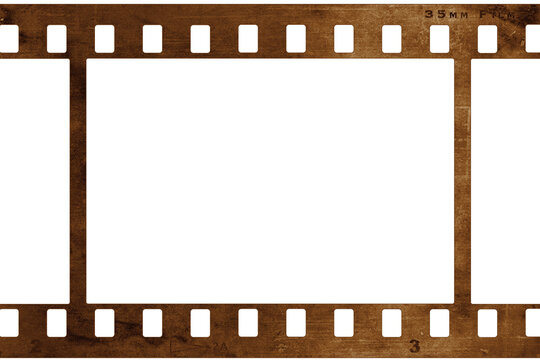 Clean and simple retro style 35mm film negative. PNG illustration with transparent background.
