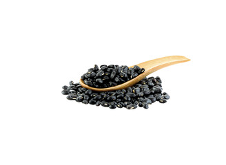 Fototapeta na wymiar Black beans in spoon on transparent png
