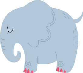 Cute elephant flat icon Funny wild animal