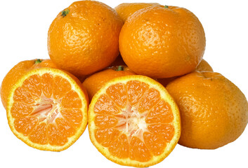 Whole and cut tangerines