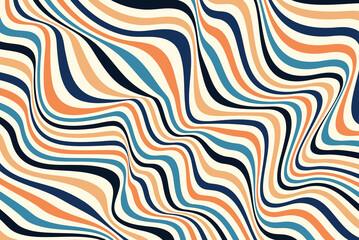 Colorful striped backgrounds. Colorful waves and vintage 60s hippie psychedelic wallpaper backdrop. Vector  illustration