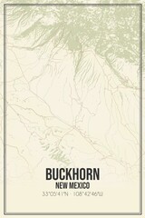 Retro US city map of Buckhorn, New Mexico. Vintage street map.