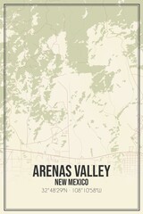 Retro US city map of Arenas Valley, New Mexico. Vintage street map.