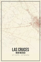 Retro US city map of Las Cruces, New Mexico. Vintage street map.