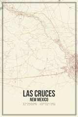 Retro US city map of Las Cruces, New Mexico. Vintage street map.