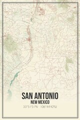 Retro US city map of San Antonio, New Mexico. Vintage street map.