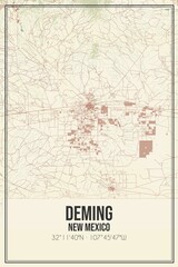 Retro US city map of Deming, New Mexico. Vintage street map.
