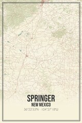 Retro US city map of Springer, New Mexico. Vintage street map.