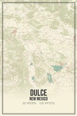 Retro US city map of Dulce, New Mexico. Vintage street map.