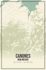 Retro US city map of Canones, New Mexico. Vintage street map.