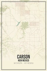 Retro US city map of Carson, New Mexico. Vintage street map.