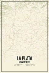 Retro US city map of La Plata, New Mexico. Vintage street map.