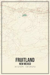 Fototapeta premium Retro US city map of Fruitland, New Mexico. Vintage street map.