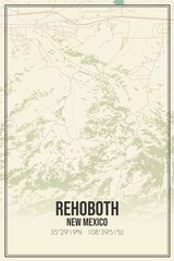 Retro US city map of Rehoboth, New Mexico. Vintage street map.