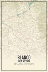 Retro US city map of Blanco, New Mexico. Vintage street map.