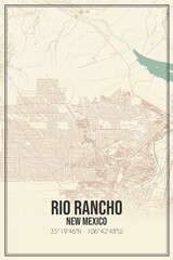 Retro US city map of Rio Rancho, New Mexico. Vintage street map.