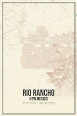 Retro US city map of Rio Rancho, New Mexico. Vintage street map.