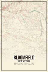 Retro US city map of Bloomfield, New Mexico. Vintage street map.
