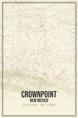 Retro US city map of Crownpoint, New Mexico. Vintage street map.
