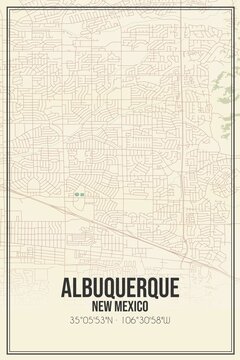 Retro US city map of Albuquerque, New Mexico. Vintage street map.