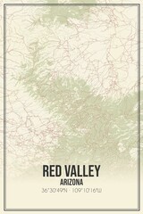 Retro US city map of Red Valley, Arizona. Vintage street map.