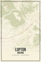 Retro US city map of Lupton, Arizona. Vintage street map.