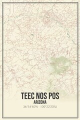 Retro US city map of Teec Nos Pos, Arizona. Vintage street map.