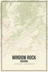 Retro US city map of Window Rock, Arizona. Vintage street map.