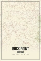 Retro US city map of Rock Point, Arizona. Vintage street map.
