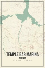 Retro US city map of Temple Bar Marina, Arizona. Vintage street map.