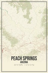 Retro US city map of Peach Springs, Arizona. Vintage street map.