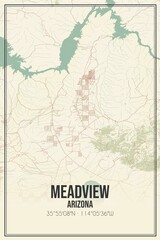 Retro US city map of Meadview, Arizona. Vintage street map.