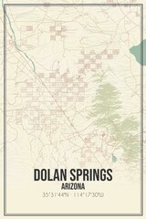 Retro US city map of Dolan Springs, Arizona. Vintage street map.