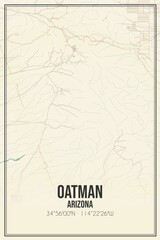 Retro US city map of Oatman, Arizona. Vintage street map.