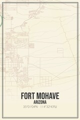 Retro US city map of Fort Mohave, Arizona. Vintage street map.