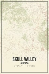 Retro US city map of Skull Valley, Arizona. Vintage street map.
