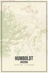 Retro US city map of Humboldt, Arizona. Vintage street map.