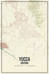 Retro US city map of Yucca, Arizona. Vintage street map.