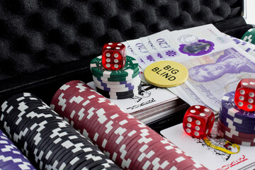 Stacks of poker chips as a background,Colorful casino chips