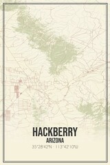 Fototapeta premium Retro US city map of Hackberry, Arizona. Vintage street map.