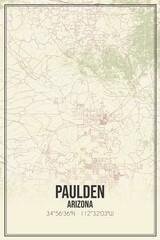 Retro US city map of Paulden, Arizona. Vintage street map.