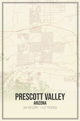 Obraz premium Retro US city map of Prescott Valley, Arizona. Vintage street map.